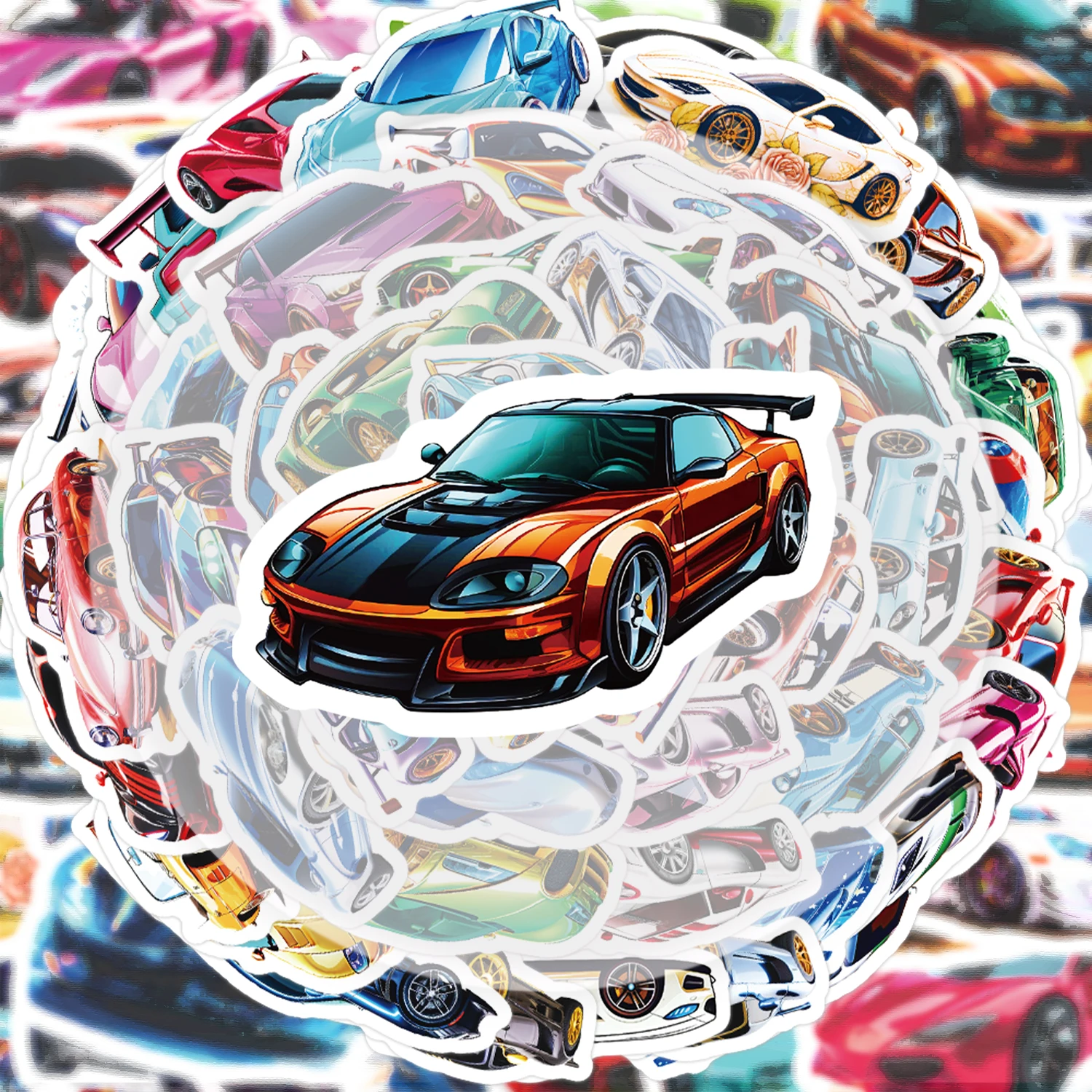 50 Racing-Graffiti-Aufkleber, lebendige Aufkleber und Abziehbilder, geeignet für Wasserflaschen, Laptops, Mobiltelefone, Koffer, Skateboards, Gitarren, Partydekorationen
