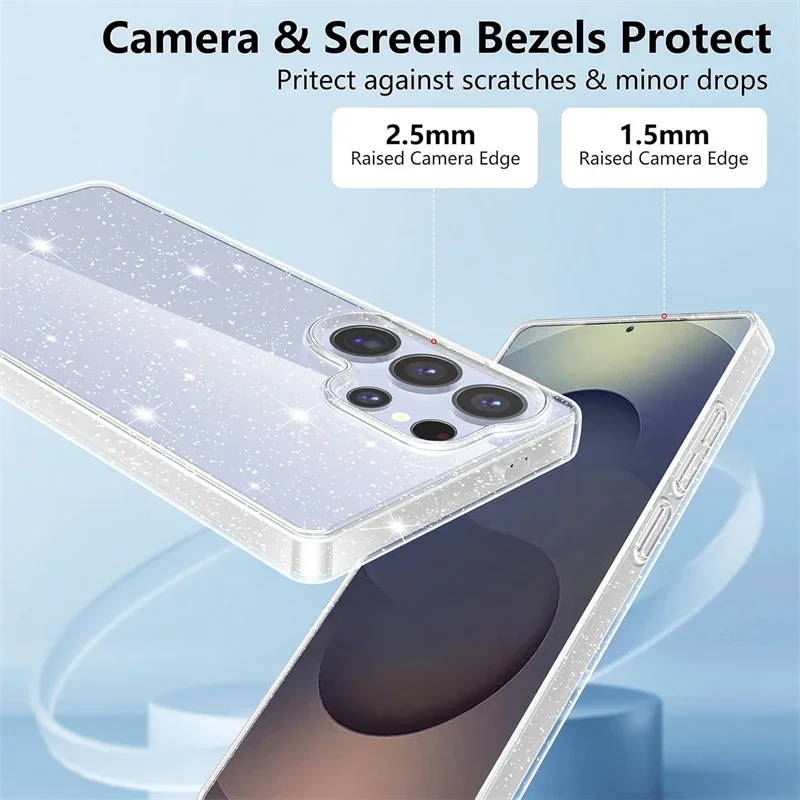 Glitter Bling Sparkle Clear Soft Case for Samsung Galaxy S25 Ultra S24 Plus S25Ultra S24Ultra Women Girls Fundas Cover Accessory