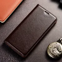 Litchi Pattern Genuine Leather Case For Sharp Aquos S2 S3 R3 R2 Sense 3 Zero 2 V Lite Plus Mini Compact Flip Cover