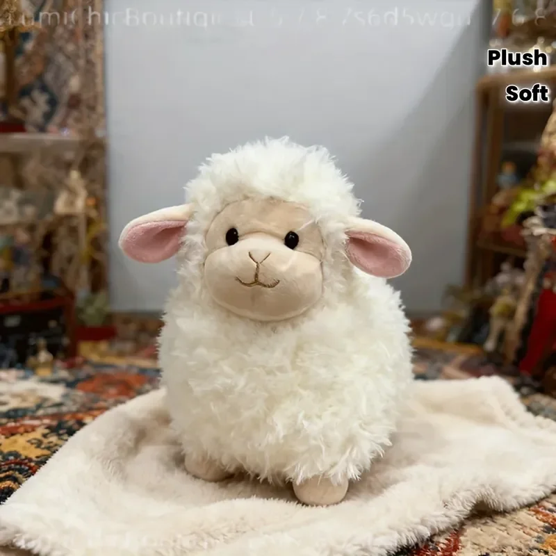 Cute Cartoon Sheep Plush Toy Soft Polyester Animal Doll Home Sofa Ornament Comfortable Throw Pillow Interactive Gift for