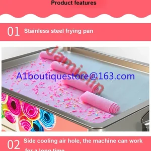 110 فولت / 220 فولت لفة الآيس كريم المقلية الصغيرة التايلاندية مقلاة الزبادي آلة لفة الآيس كريم أعلى 10 مبيعات لآلة الآيس كريم التايلاندية - No9