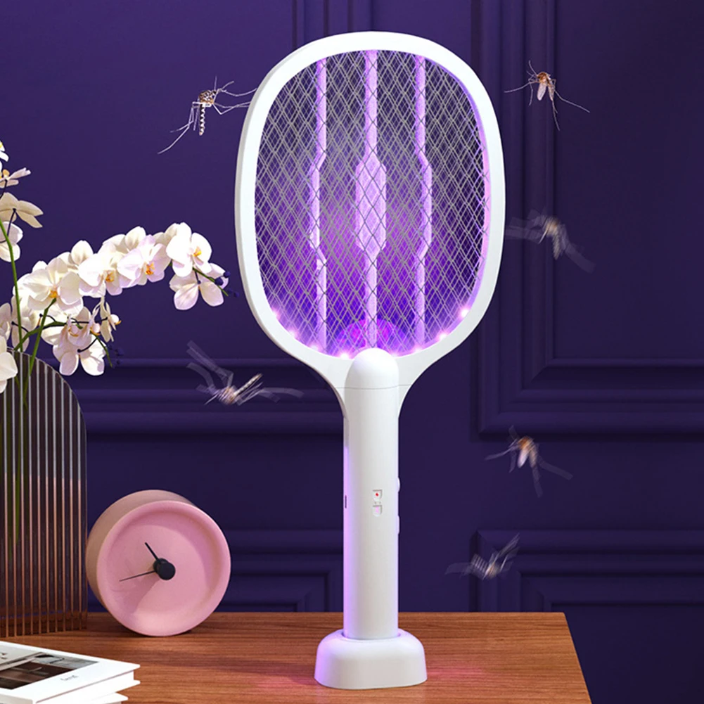 Raquette anti-moustiques électrique 2 en 1, piège à mouches, pour maison, chambre, bureau, intérieur et extérieur