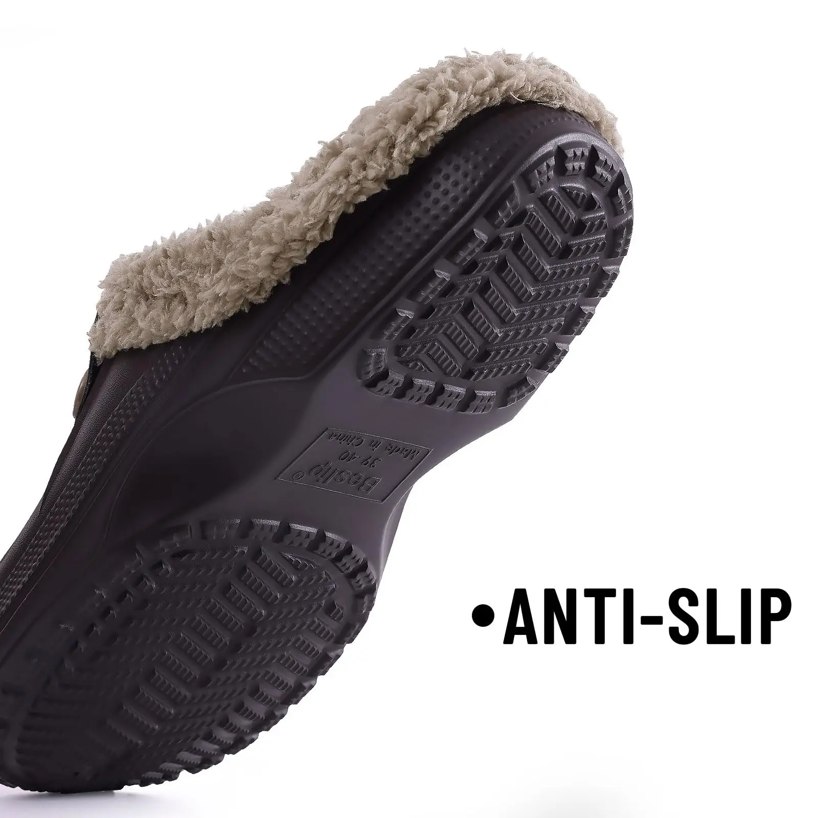 Lächeln Winter Pelz Gefüttert Clogs Frauen Fuzzy Hausschuhe Männer Warme Hausschuhe Erwachsene Outdoor Wasserdichte Hausschuhe Komfort Garten Clogs – Detail 20