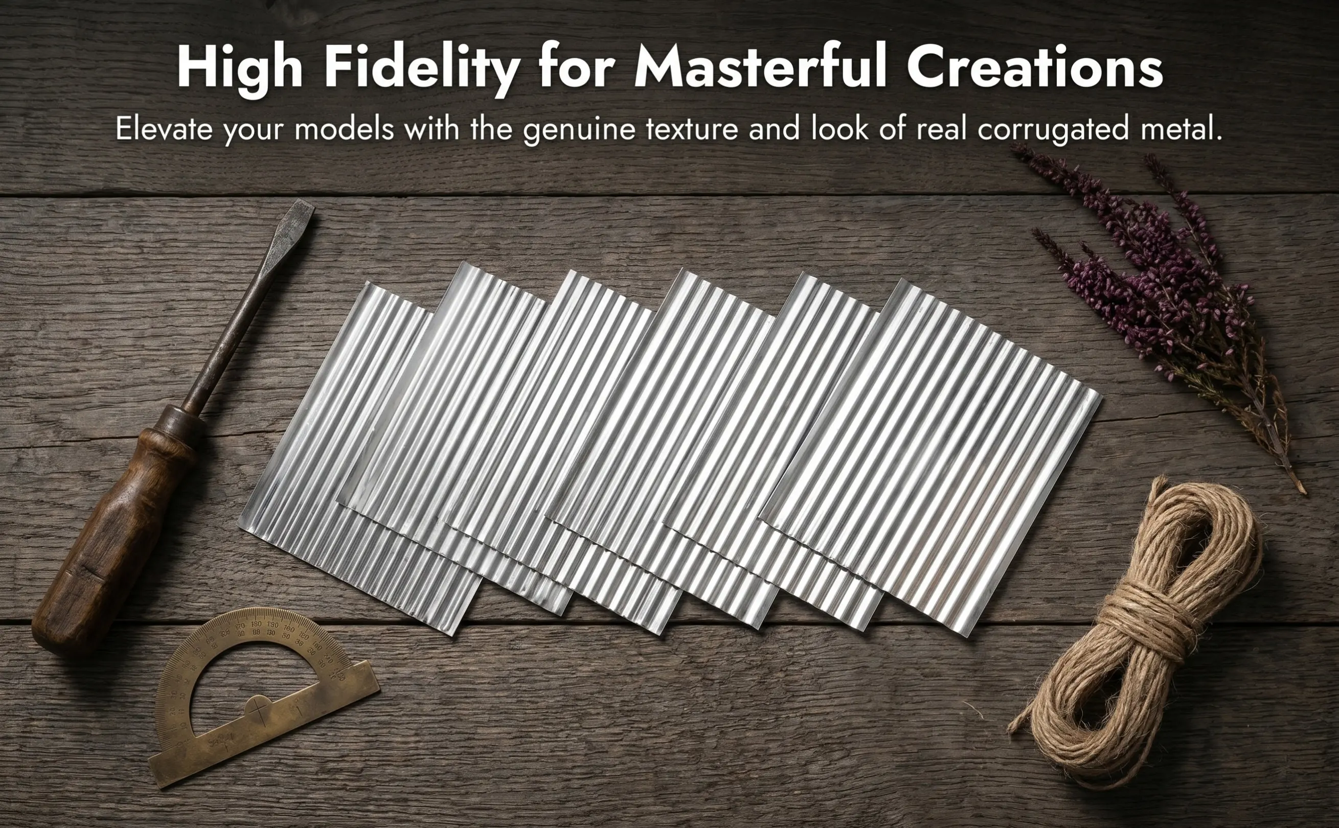 8Pcs Aluminum Corrugated Roofing Panels Lightweight Roll Sheets for Miniature House Roofing Architecture Scenery