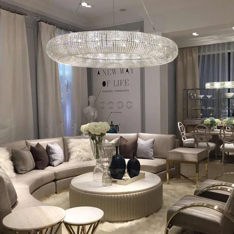 

American Luxury Loft Led Chandelier Modern Living Room Pendant Lights K9 Crystal Suspend Lamp Home Decor Indoor Lustre Fixtures