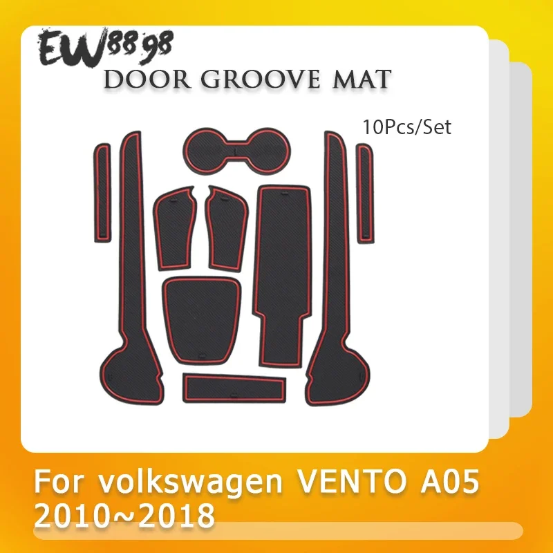 Almohadilla de ranura de puerta para Volkswagen VENTO A05 2010 ~ 2018 2011, cojín de copa Interior de goma antideslizante, accesorios de coche