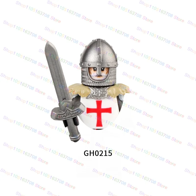 G0128 Moc Caballeros medievales de centurión romana guerra militar soldado cascos escudos figuras muñecas bloques de construcción regalos Juguetes