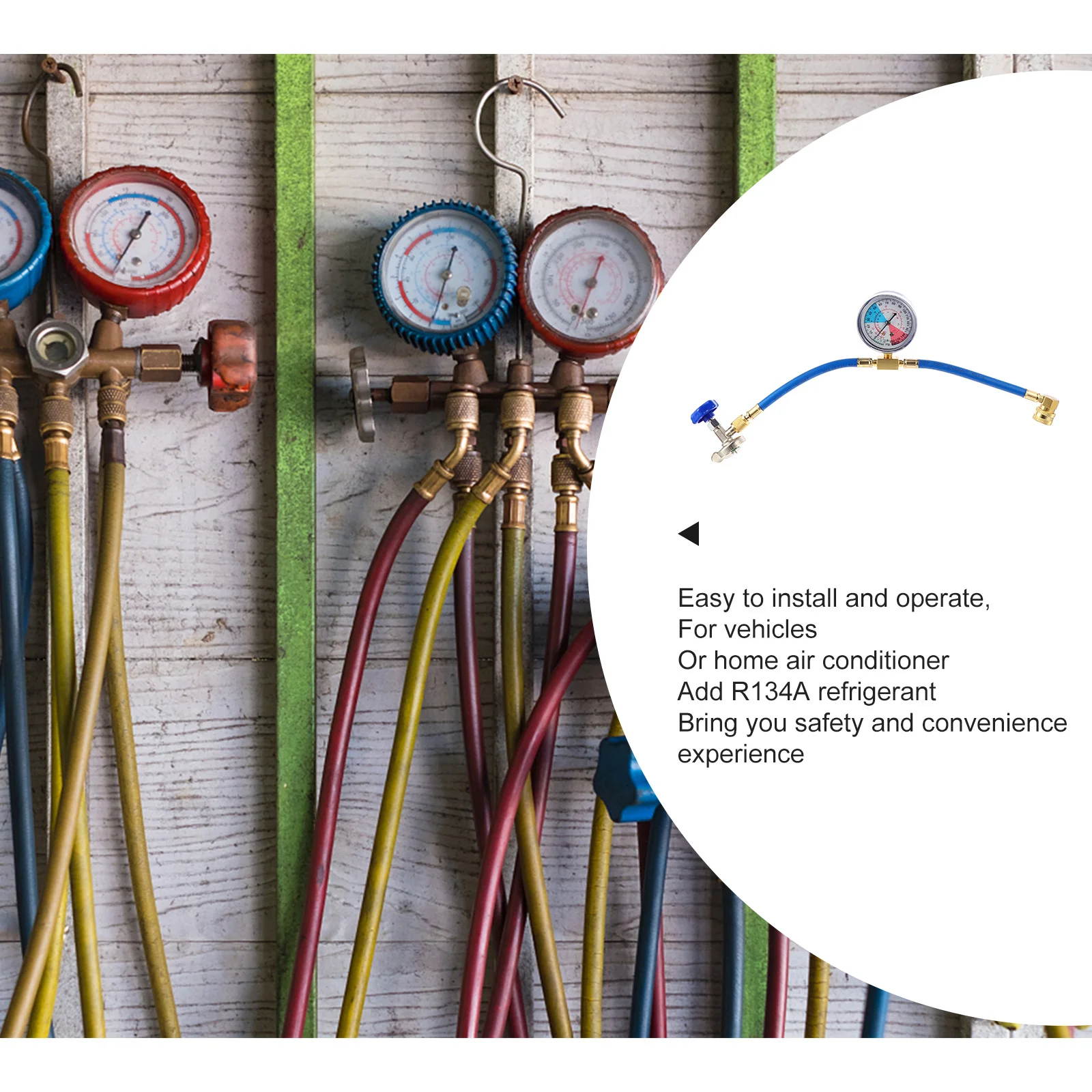 

Refrigerant Filling Tube Professional Heavy Duty Ac Charging Hose for R134a Conditioner Pressure Gauge Recharge Tool