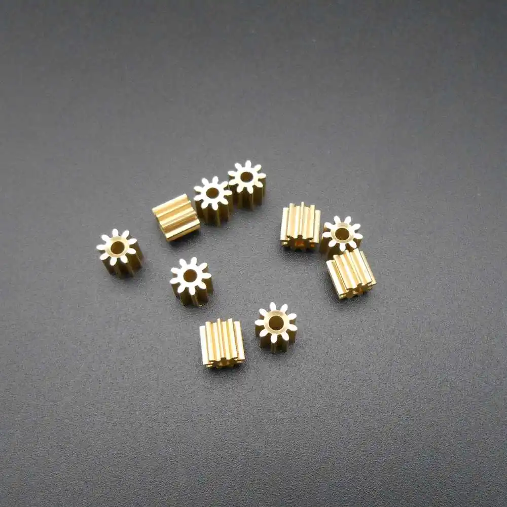 10Pcs 0.5M Brass Gear 0.5 Modulus 9 Teeth Bore Hole Aperture 2mm 1.95mm 9T 2A Metal Spur Copper Pinion DIY Height 5MM X 5MM 92A