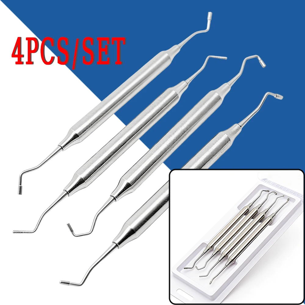 

4 Piece Dental Bone Graft Filling Set Including Powder Delivery Device Burnisher Plugger for Periodontal Implant Procedures
