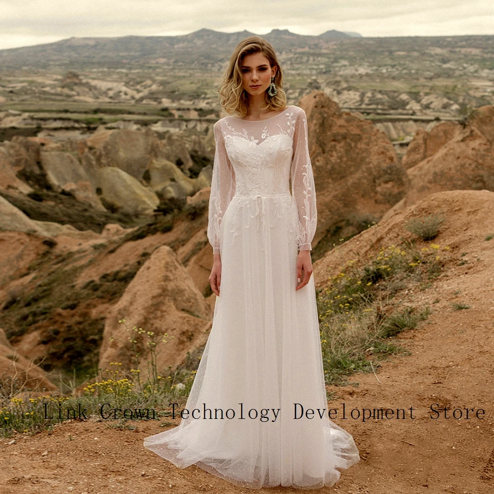 

Очаровательные свадебные платья для женщин, свадебные платья с длинными рукавами и мягким тюлем, Vestidos De Novia, новинка 2023 года, лето