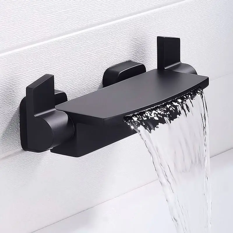 

Bathtub bathroom faucet, hot and cold shower set, bathroom bathing all-copper waterfall faucet