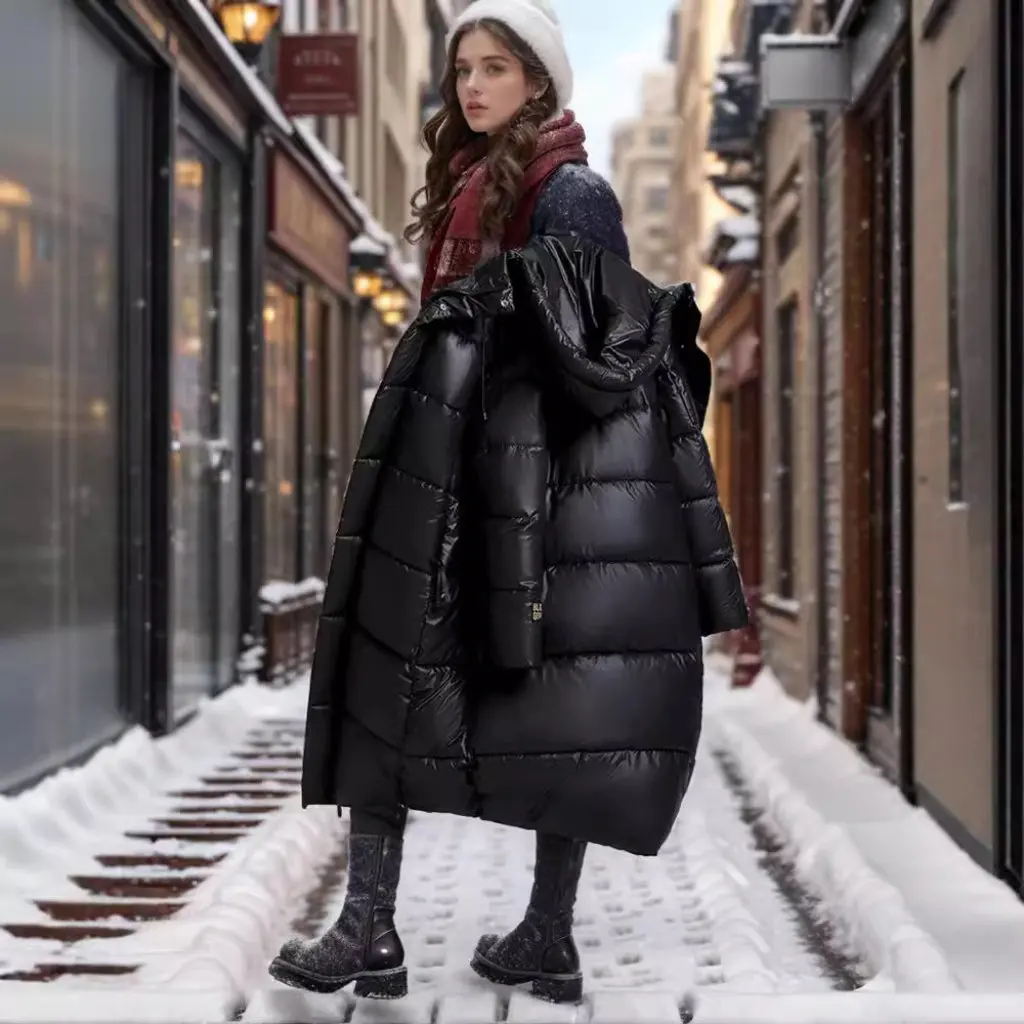 

Women's Classy Cotton Jacket European American Style Long down Cotton Outwear Thickened Fashionable Women's Clothing