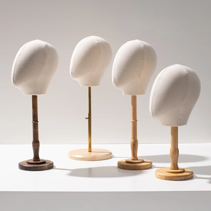 

Манекен-голова для девочек в тканевой обивке с деревянной подставкой для демонстрации шляп, очков и украшений