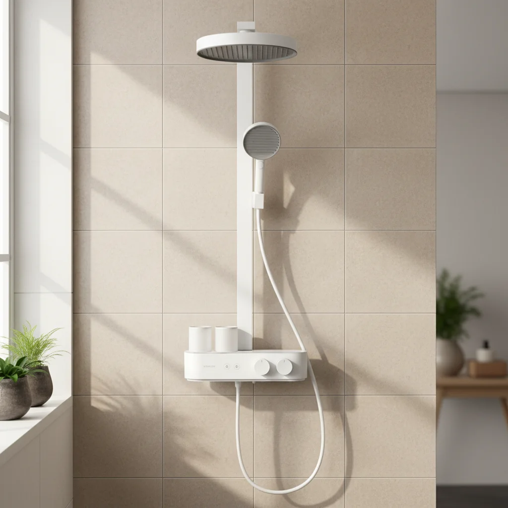 Rain & Massage Shower Head with Brass Construction and Metered Faucets for Foam Shower Gel Use