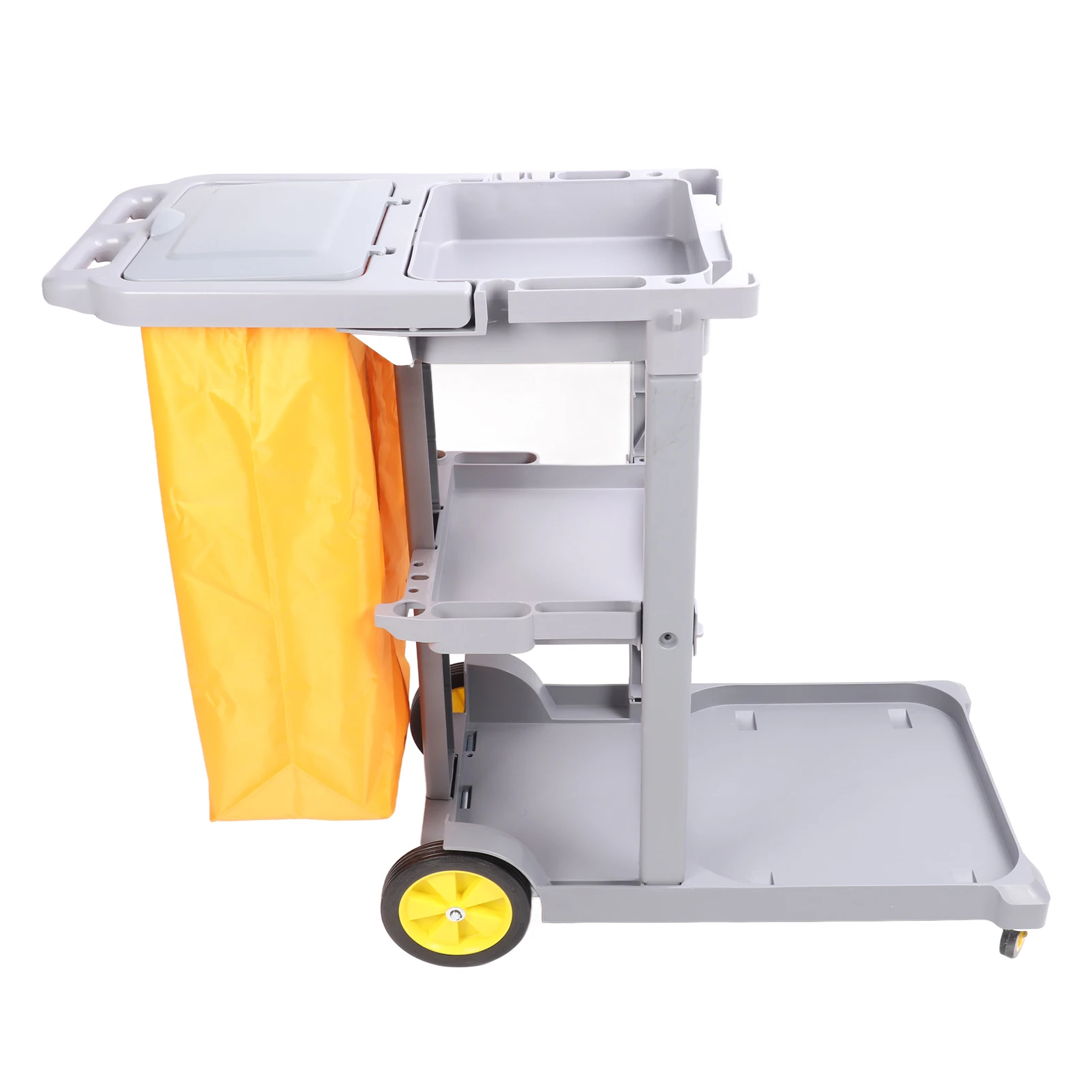 Коммерческая тележка Janitorial, тонкая работа, гибкое колесо, многофункциональная тележка для чистки, легко хранить, серый пластик для отеля