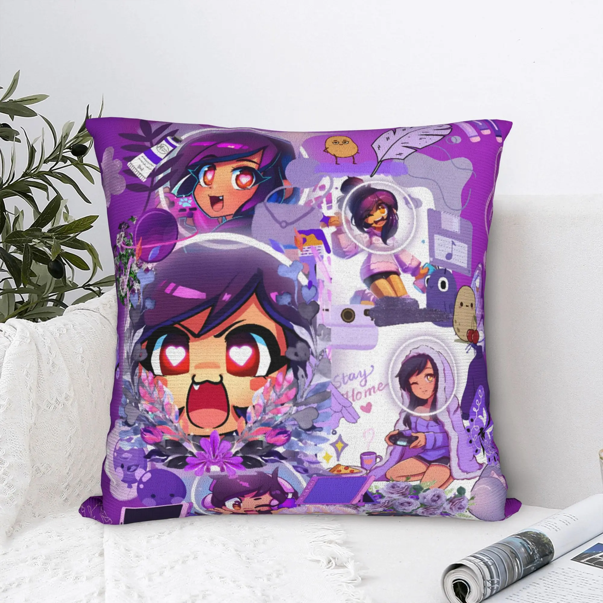 Colorful Aphmau Bright Scene Shot Pillow Cover  Comfy Cushion Cover Cute Funny Pillow Case For Sofa Home Decoration