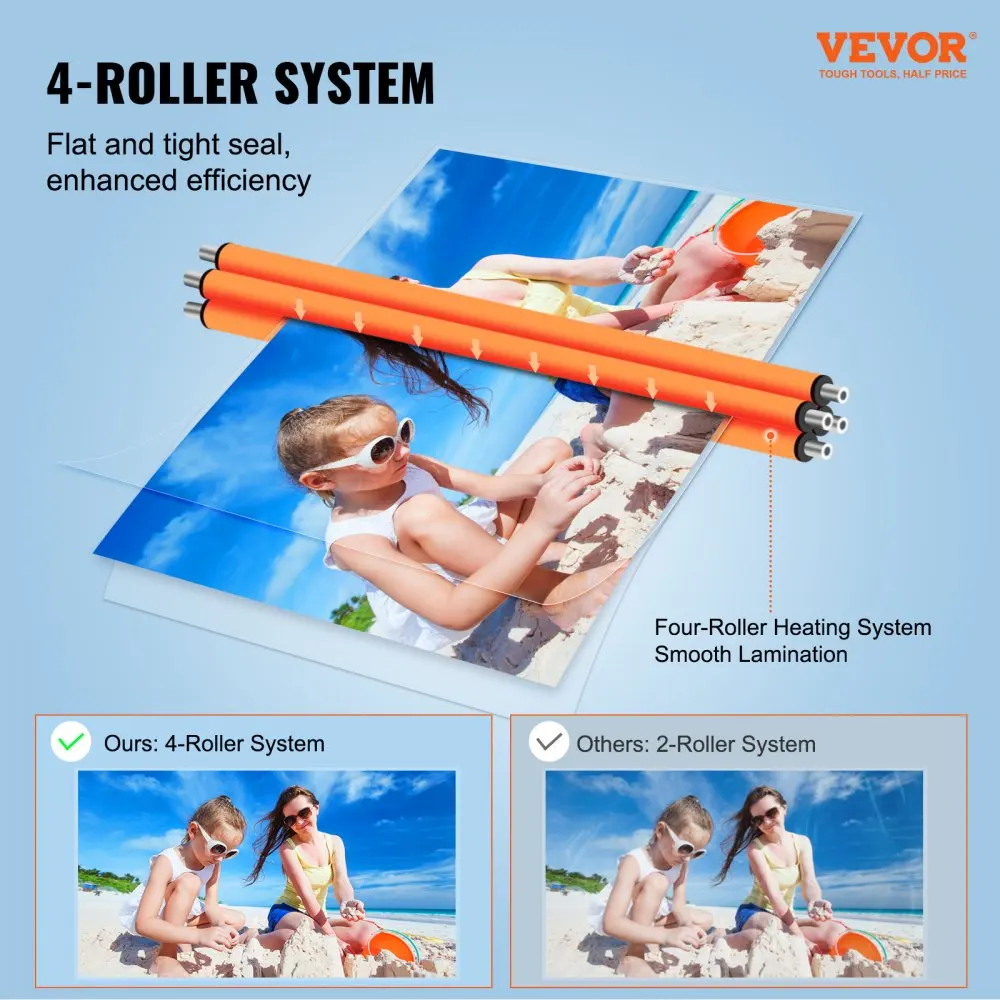 VEVOR Laminator  13-inch Laminating Machine  4 Rollers Hot and Cold Thermal Laminator Quick Warm-up Fast Laminating Machine