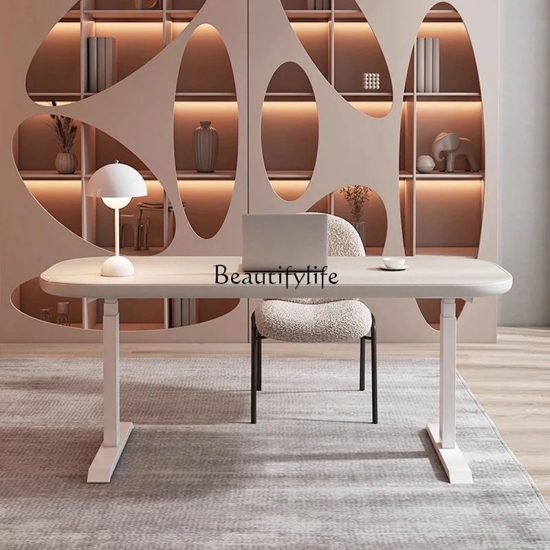 Cream Wind Minimalist Study Lifting Desk Light Luxury Modern Desk Living Room Study Table