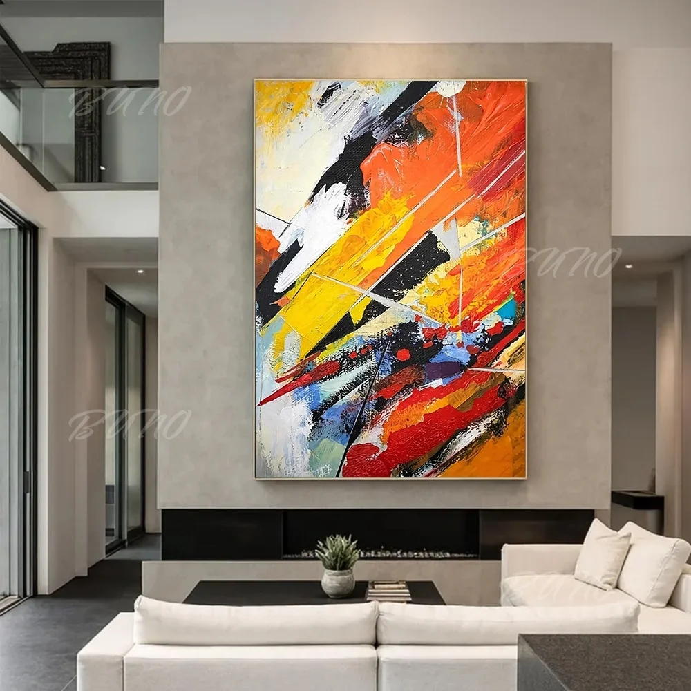Hand Painted Abstract Oil Painting 100% Original Impasto Thick Textured Vibrant Color Canvas Wall Art for Living Room Bedroom