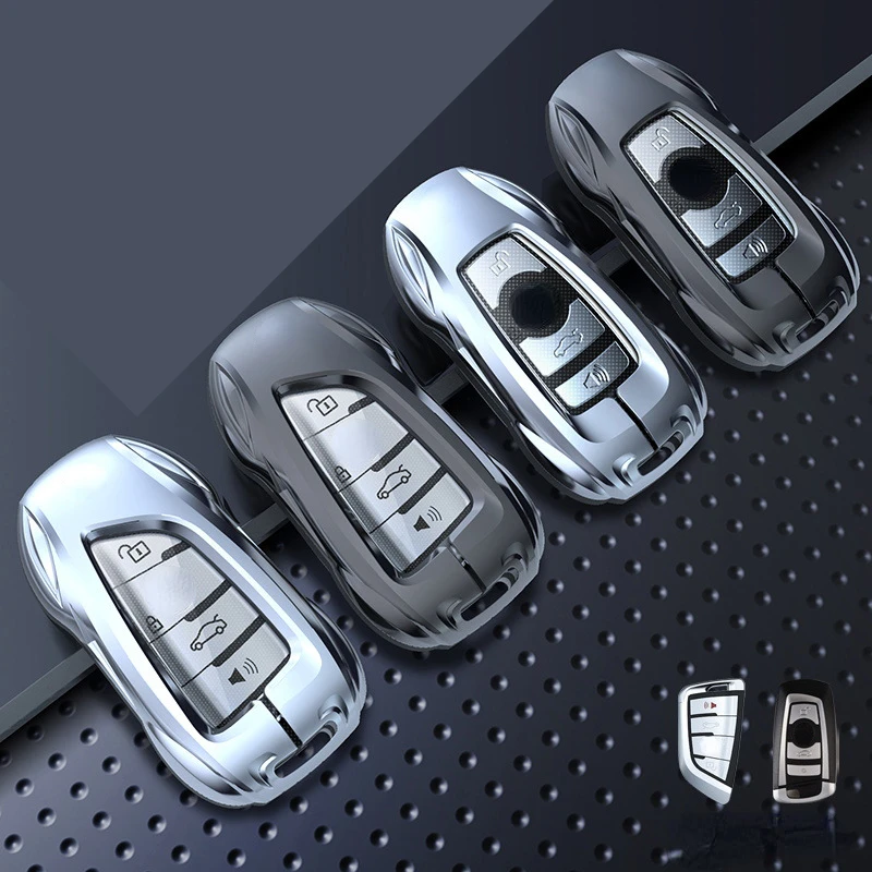 

Zinc Alloy Silver Car Key Protection Shell Cartoon Smart Remote Key Cover Car Accessories For BMW 3 5 Series X1 X3 X4 X5