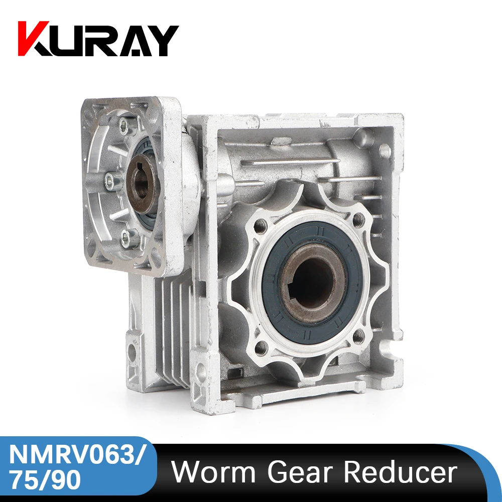 Kuray Servo Motor NMRV063 075 090 Gearbox Worm Gear Reducer Ratio 5 ：1/100: 1 Input Shaft 19/22/24mm Input Holes 25/28/35/38mm