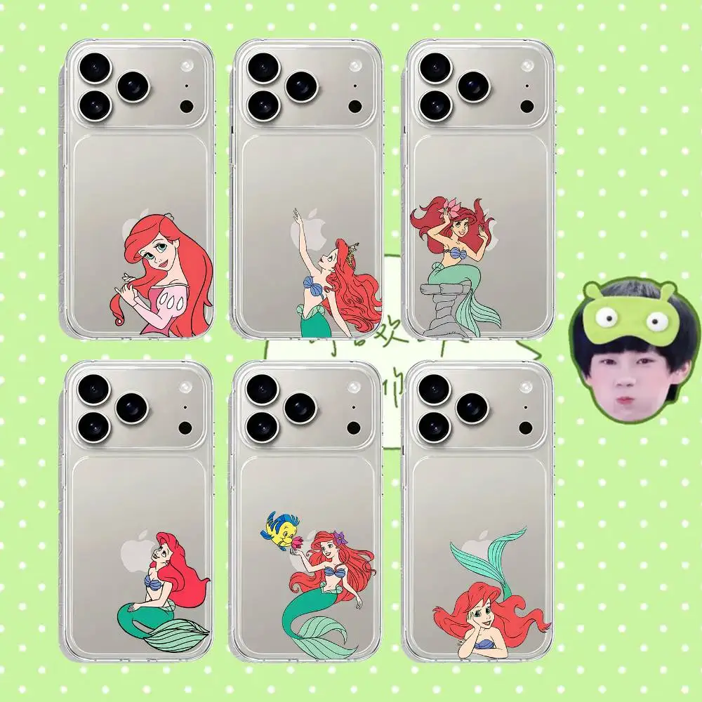 Capa Transparente Antichoque A Pequena Sereia para iPhone 17 16 15 14 Plus 13 12 11 Pro Max