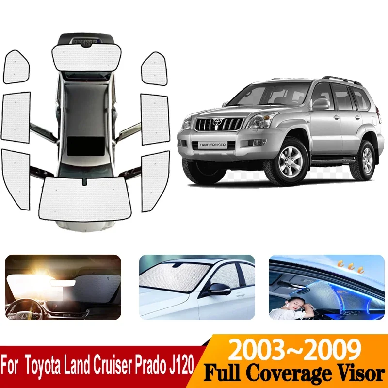 

Car Full Coverage Sunshades For Toyota Land Cruiser Prado J120 LC120 FJ120 2003~2009 Sunscreen Window Sunshade Cover Accessories