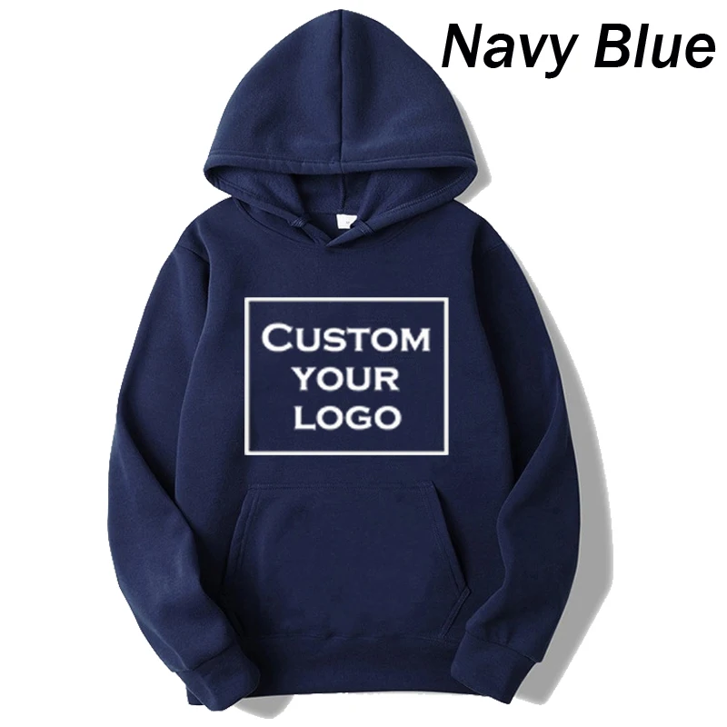 DIY Men\'s and Women\'s Solid Color Pocket Hoodies Sports Fitness Sweatshirts Fashionable Casual Pullovers Multi Color