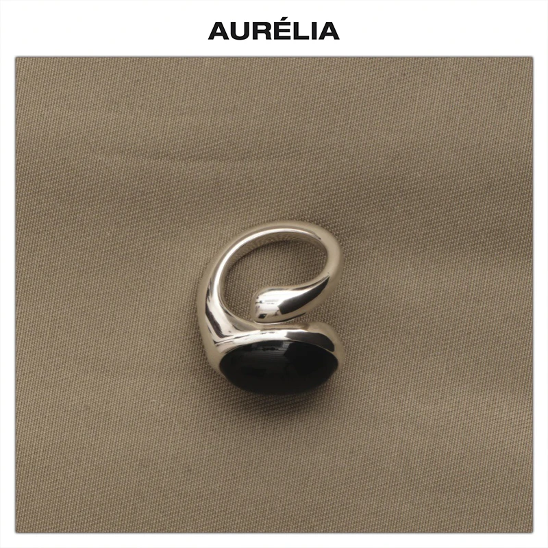 

Европейское и американское латунное платиновое черное агатовое нерегулярное ретро-кольцо для женщин, роскошные ювелирные изделия