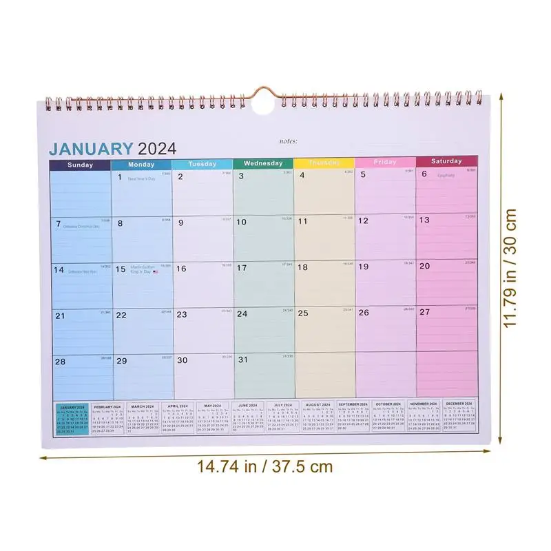 English Wall Calendar Monthly Hanging Calendar Home Large Desk Monthly Office for Home Office Schedule Paper Year Planning Note