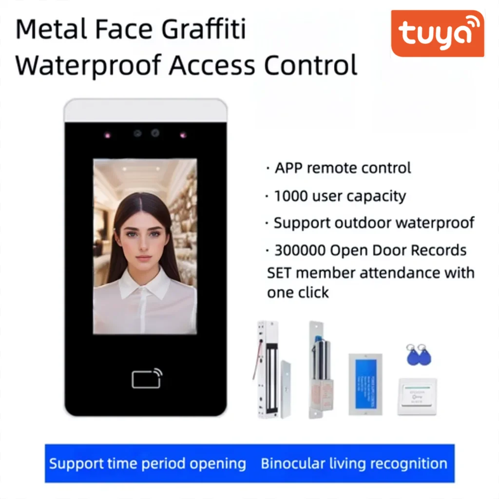 

Tuya 4.3 Inch Touch Screen Face Recognition Access Control Machine Tuya Smart Wifi Remote Door Unlock Metal Waterproof System