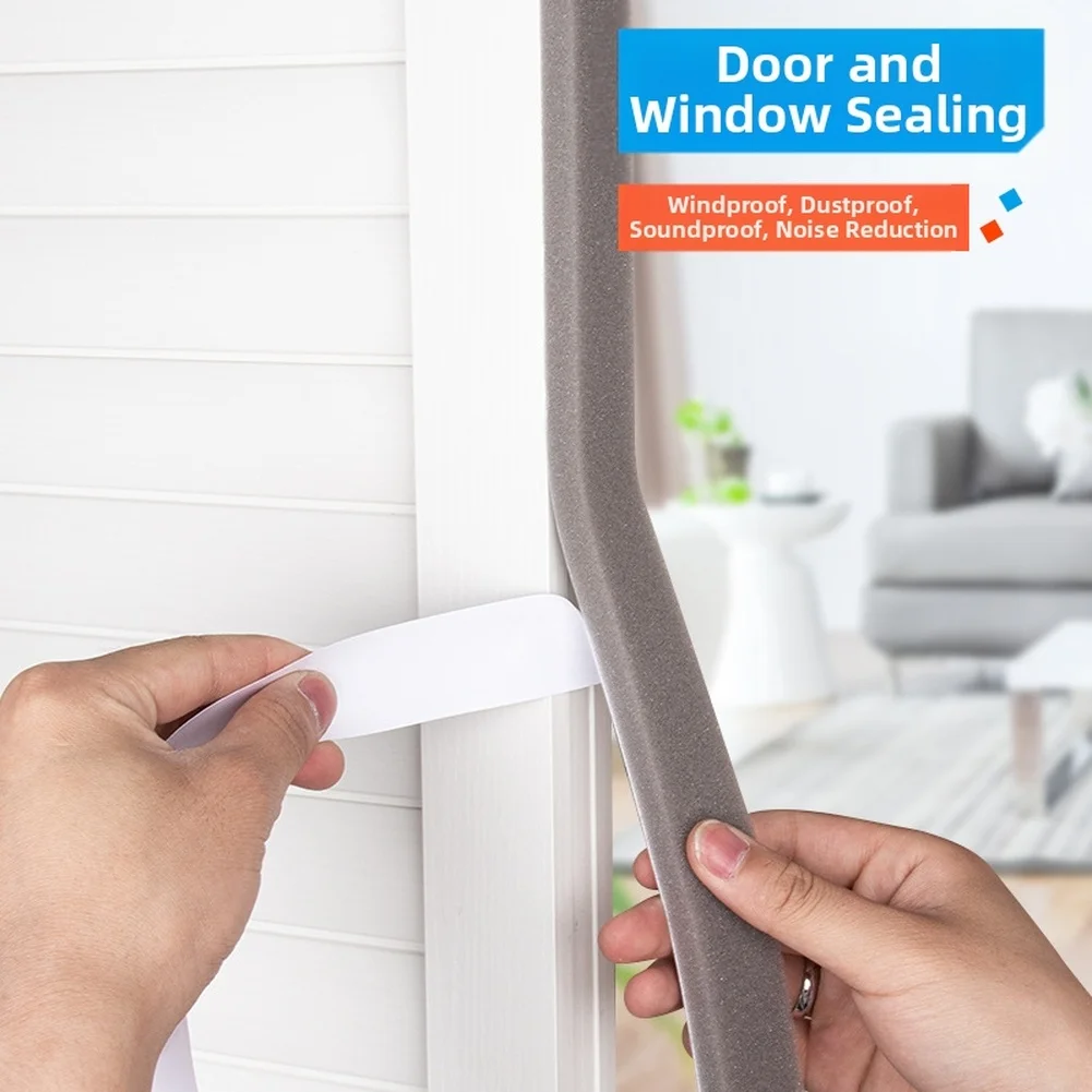 Draft Stopper Door Sealing Strip Draft Proofing Sound Insulation 10mm Insulation Tape Aging-resistant Prevents Air Leakage