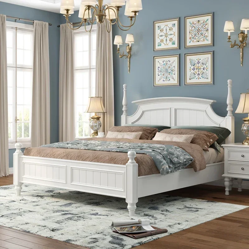 TAO Solid Wood Bed Modern Simple Double Bed Master Bedroom 1.5 M 1.8 M White Small Apartment Storage Bed Furniture