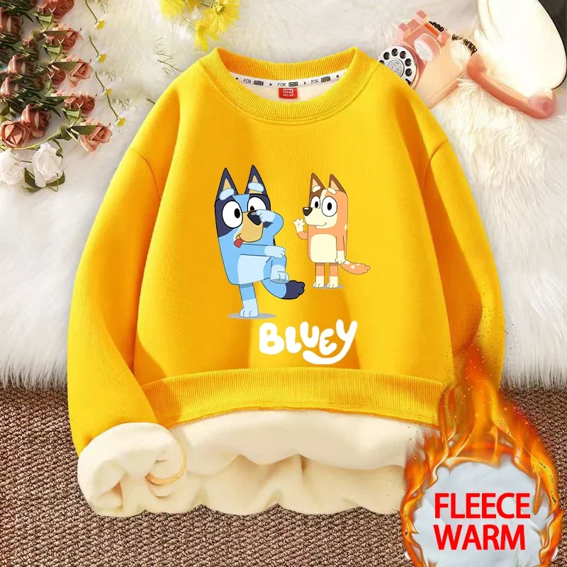 Blueys Thickened Fleece-lined Boys Sweatshirt Bingo Chilli Cartoon Without Hoodie Warm Pullover Round Neck Winter Kids Xmas Gift