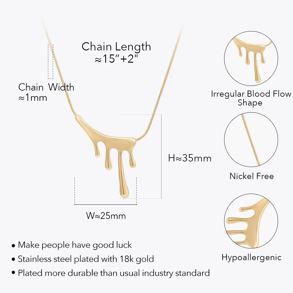 ENFASHION Pendants Blood Flow Shape Necklace For Women Gold Color Necklaces Trendy Simple Fashion Jewelry Everydaywear P233374