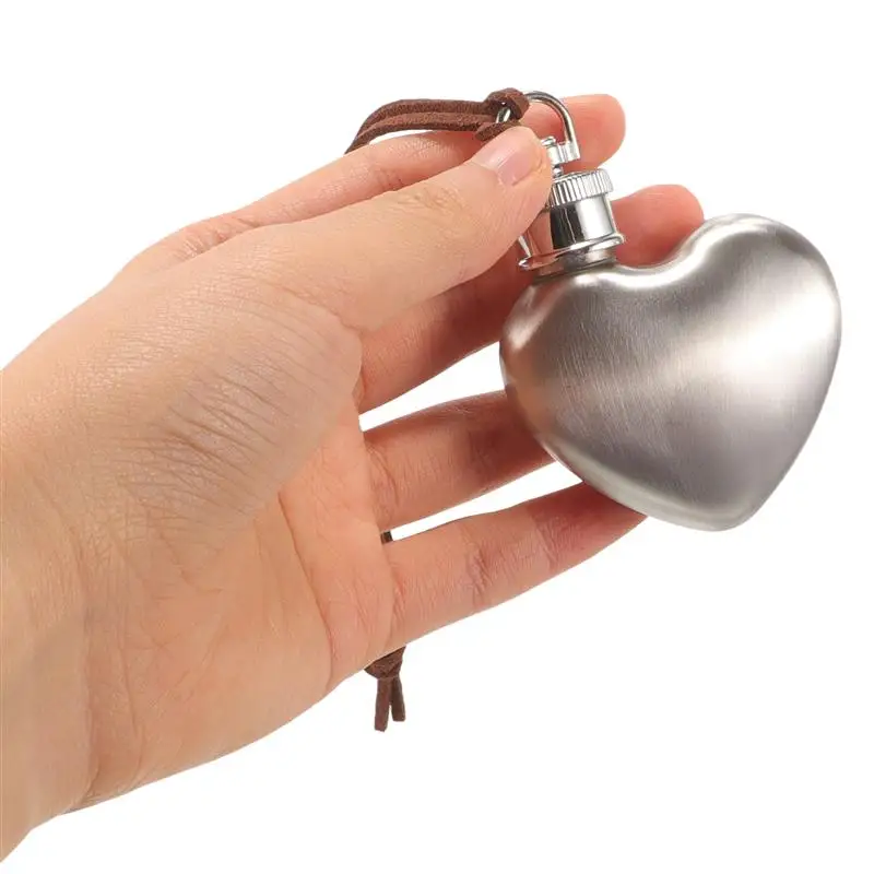 1pc argento fiaschetta per esterni vaso di vino portatile fiaschetta piccola fiaschetta a forma di cuore fiaschetta per vino in acciaio inossidabile bottiglia d'acqua