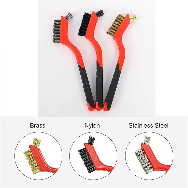 

Nylon Steel Copper Wire Combination Gas Stove Cleaning Brush, Dead Angle Gap, Long Handle Brush to Remove Cleaning Tool, 3Pcs