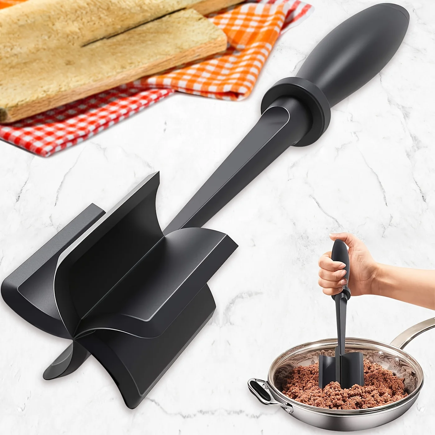 

1pc Non-Stick Meat Chopper Heat Resistant Hamburger Masher for Ground Beef Potato More Easy Mixing and Chop Utensil for Kitchen