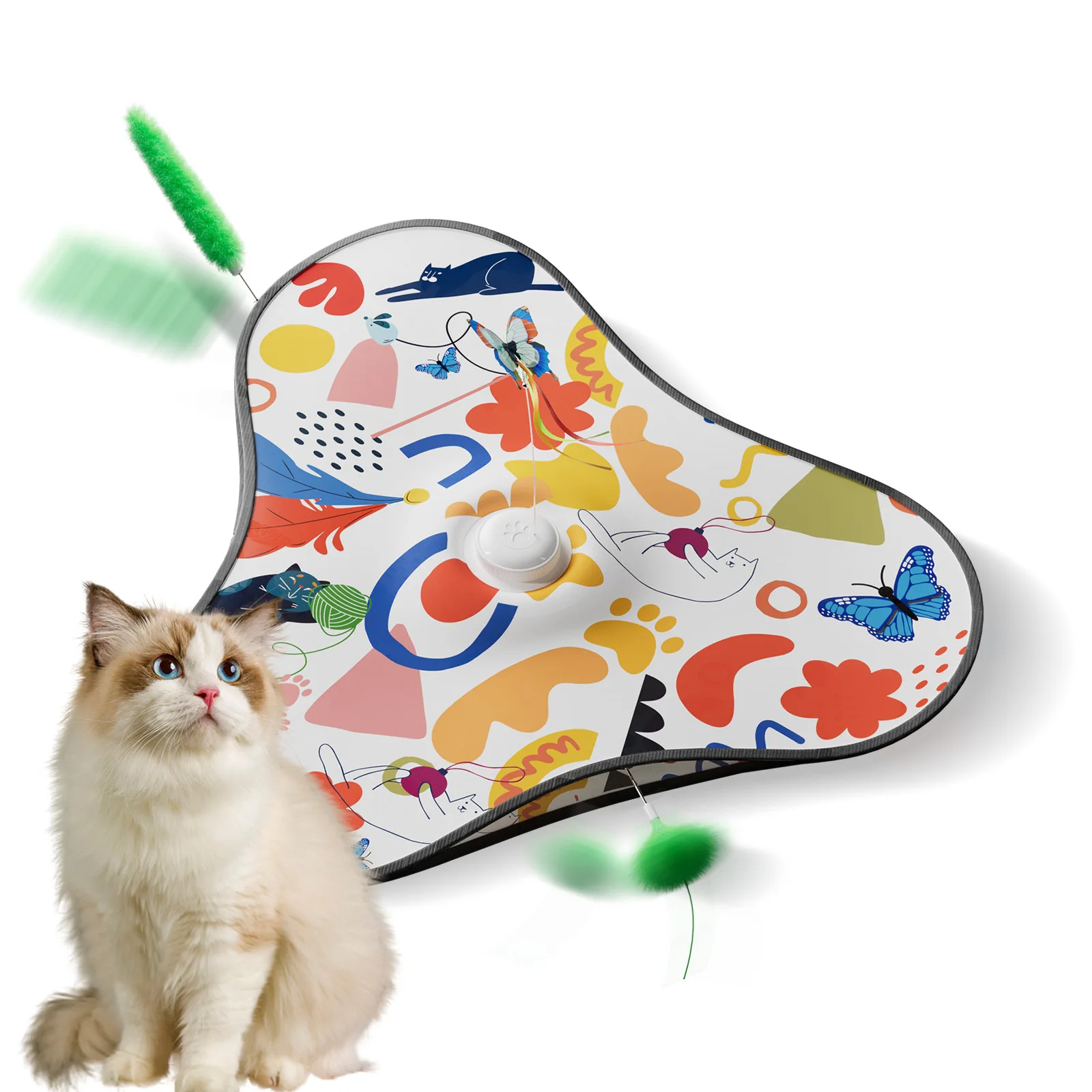 

Motion-Activated Interactive Cat Toy: Hide & Seek Game with Squeaky Animal Sounds and Concealed Feathers