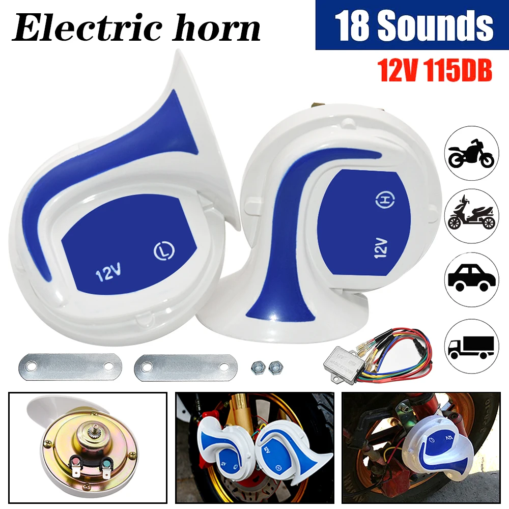 

2026 BLUE Snail Car Horn for Automobile Car Motorcycle Loud Horn Low and High Town Horn Snail Speaker DC12V