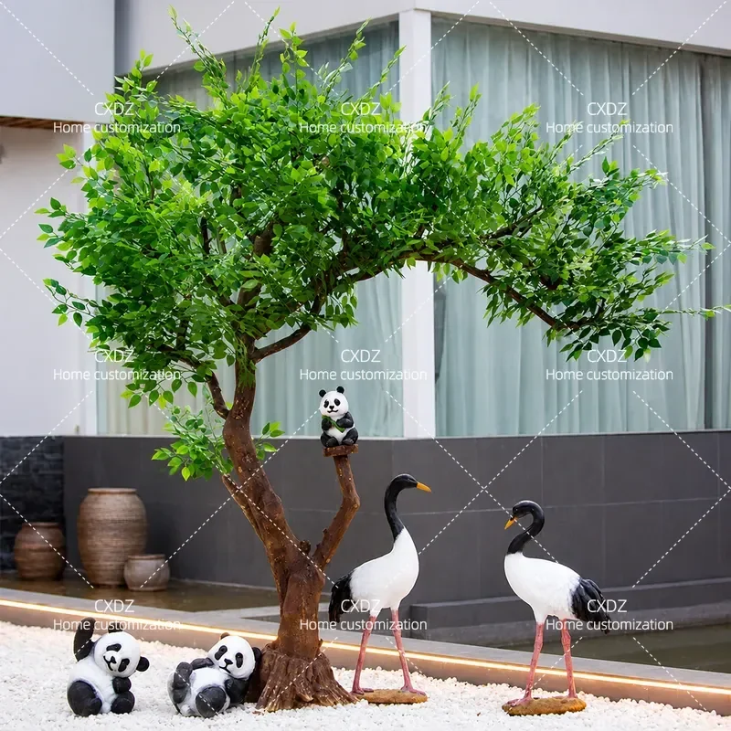 Large Artificial Banyan Tree Indoor Outdoor Landscaping Bionic Green Plant Decoration Wedding Window Props Fake Wishing Tree