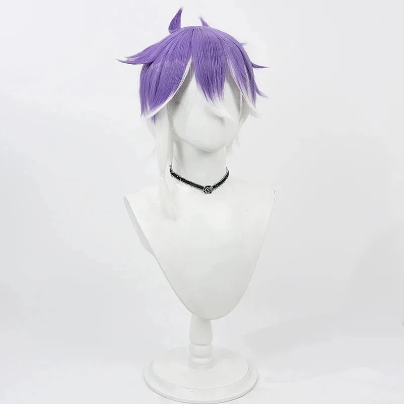 Touken Ranbu Minamoto Kiyomaro 코스프레 짧은 흰색 보라색 내열성 합성 머리 할로윈 파티 역할 놀이