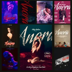 Love Movie ANORA Poster Self-adhesive Art Waterproof Paper Sticker Coffee House Bar Room Wall Decor