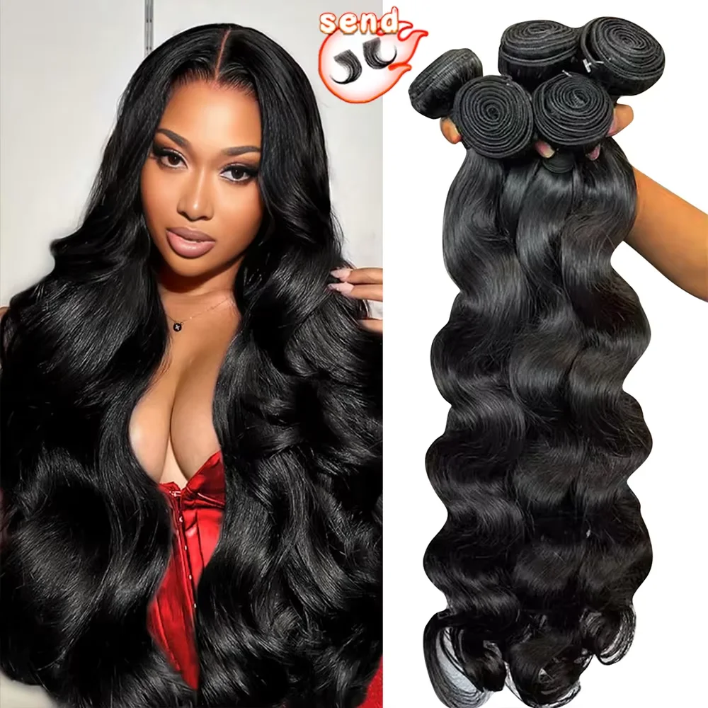 

3 4 Bundle 100% Brazilian Remy Raw Hair Bundles 30 40 50Inch Body Wave Bundles Human Hair Loose Wavy Weave Hair Extensions Deals
