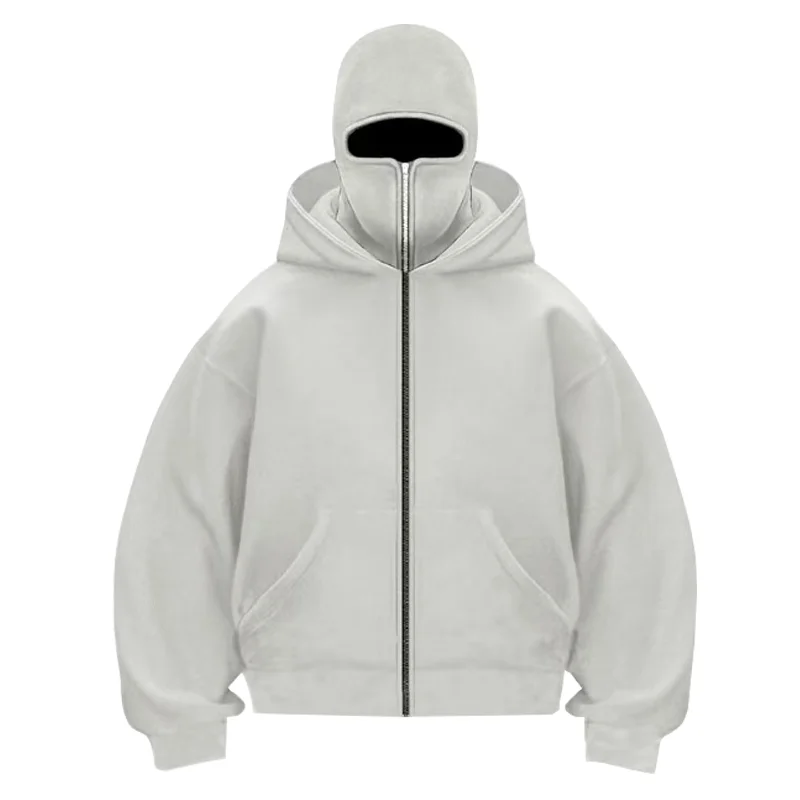 

2025 Men's Autumn and Winter Outdoor fitness long-sleeved double-hat hoodie Loose, fashionable and casual zipper cardigan jacket