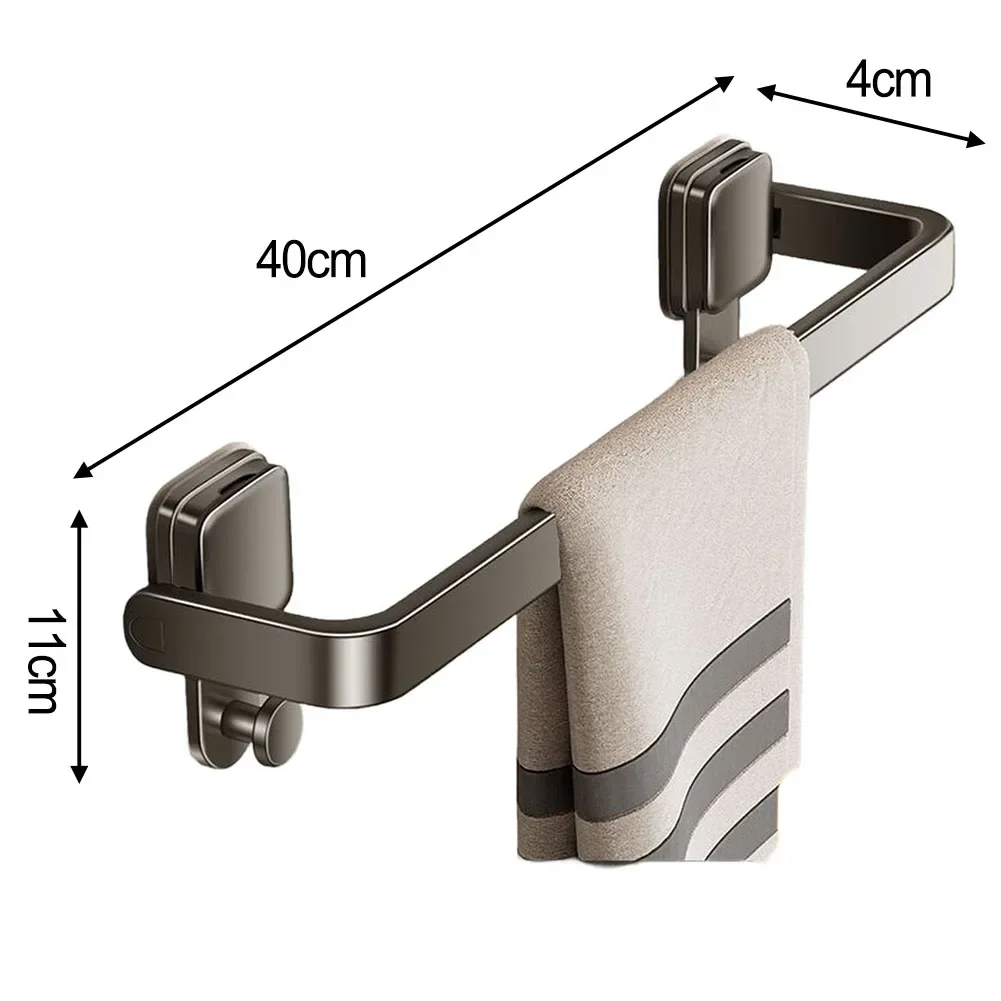 Aluminum Foldable Wall Mounted Towel Holder with 90 Degree Upwards Movement and Waterproof for Bathroom Organization