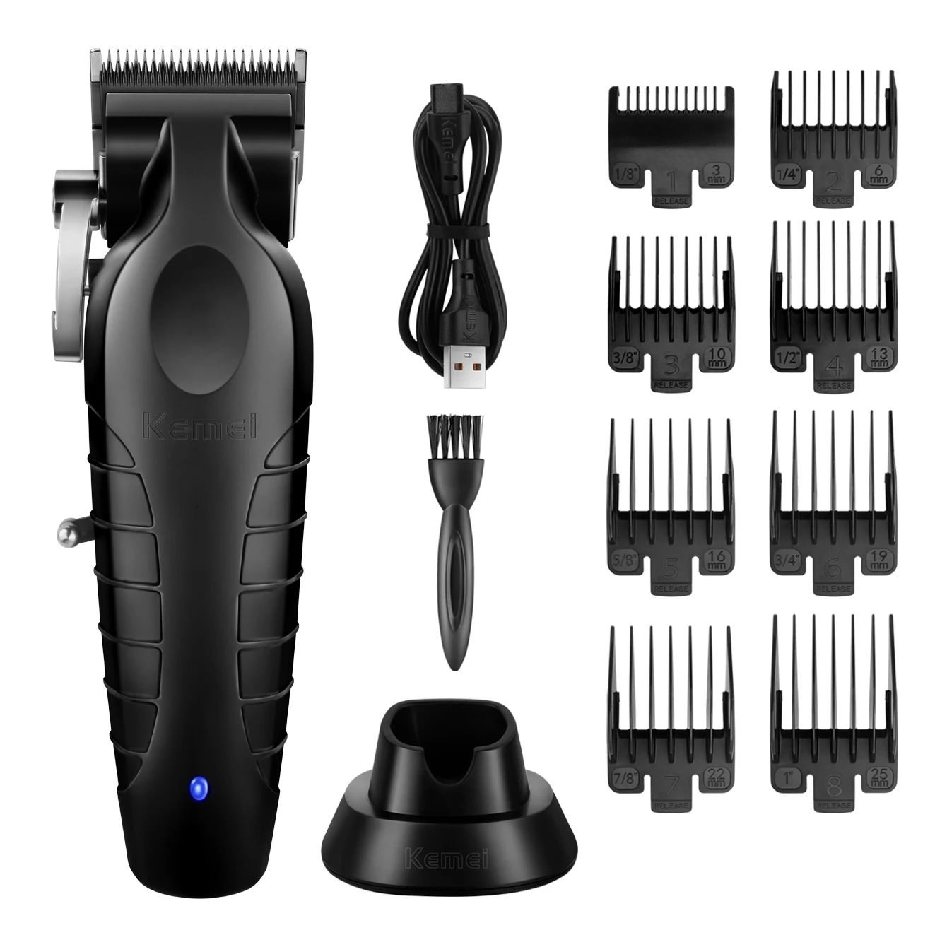 Kemei Men\'s Electric Hair Clipper USB Rechargeable 0mm Gapped Carving Clipper Cordless Hair Trimmer Hair Cutting Machine KM-2296