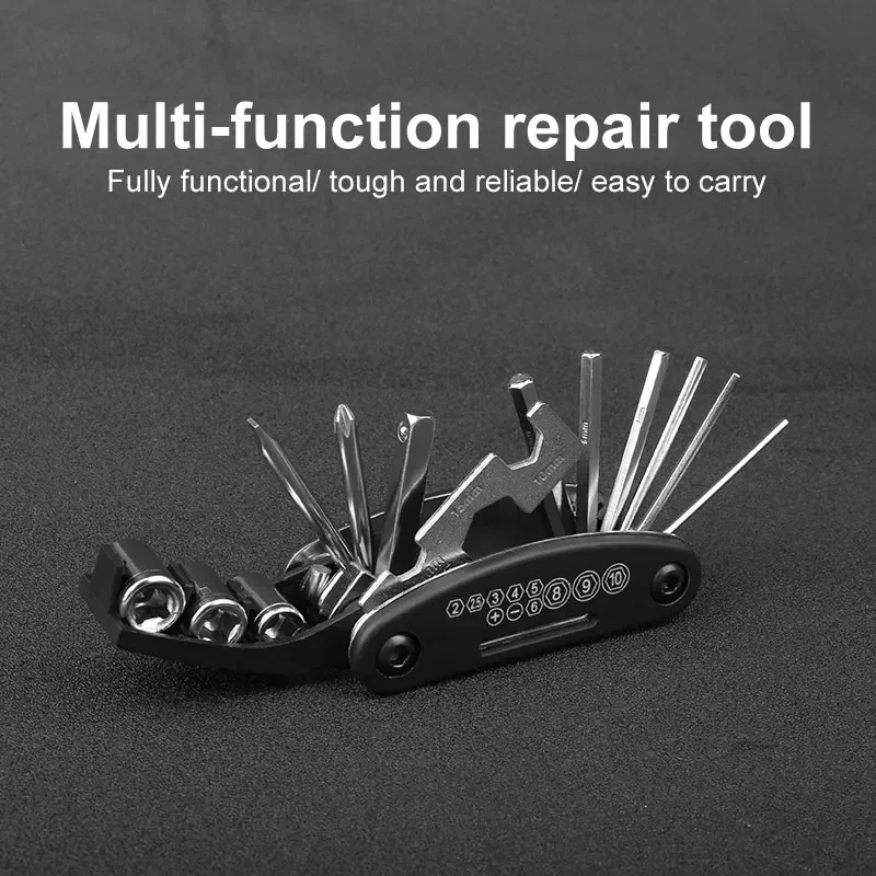 X-TIGER Bike Repair Tool Kits 16 in 1 Bicycle Multitool with Bike Tire Levers Hex Spoke Wrench Folding Metric Repair Tool Set