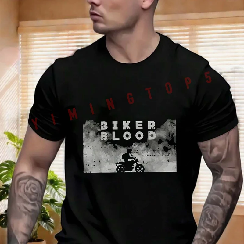 

Biker Blood Motorcycle Motorbike T-shirt Men's And Women's Summer Short-sleeved Motorbike Cycling Top